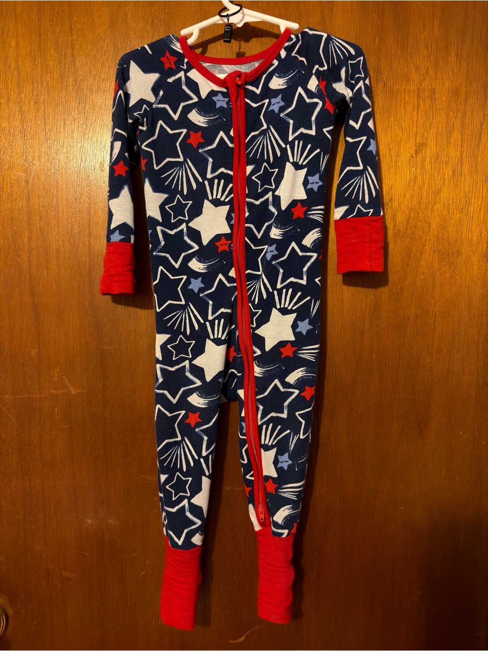 Little Sleepies 4th of July Navy Star Footed One-Piece with Red Trim